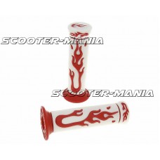 handlebar rubber grip set Flame white, red