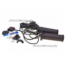 heated grip kit Koso black 130mm for scooter, moped, motorcycle (w/ throttle twist)