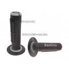 handlebar grip set Domino A020 off-road half waffle black / grey