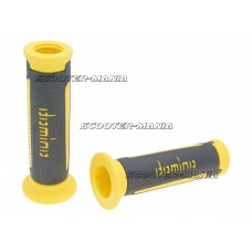 handlebar grip set Domino A350 on-road anthracite grey / yellow open end grips
