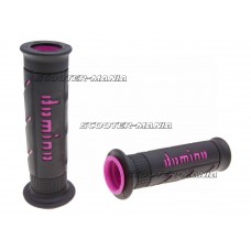 handlebar grip set Domino A250 on-road black / pink open end grips